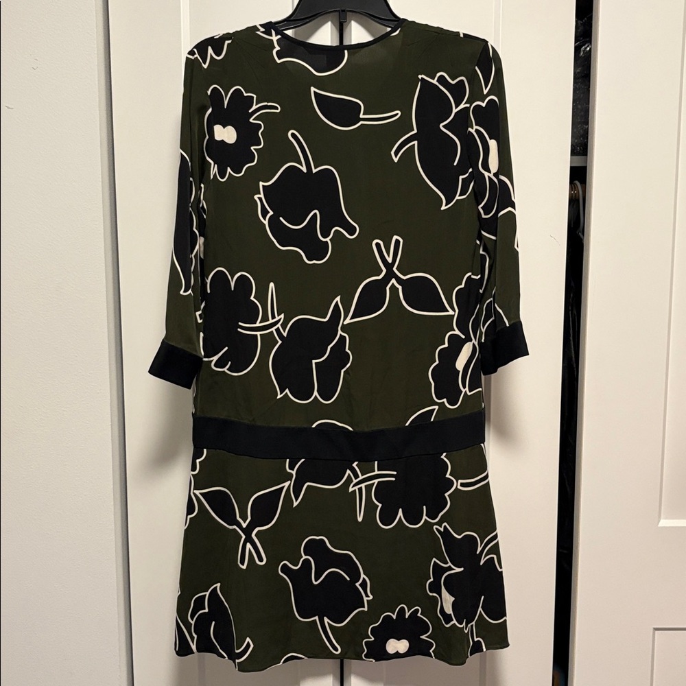 [Diane von Furstenberg] Drop Waist Silk Shift Tunic Midi Floral Dress Women’s 6 - Picture 5 of 9